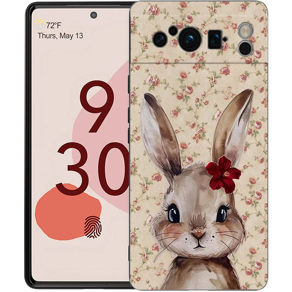 Ink And Wash Painting Rabbit Art Phone Case Cover for Google Pixel 10 9 8 7 6 7A 6A Pro Shockproof Soft TPU 9 Pro XL Shell Capas