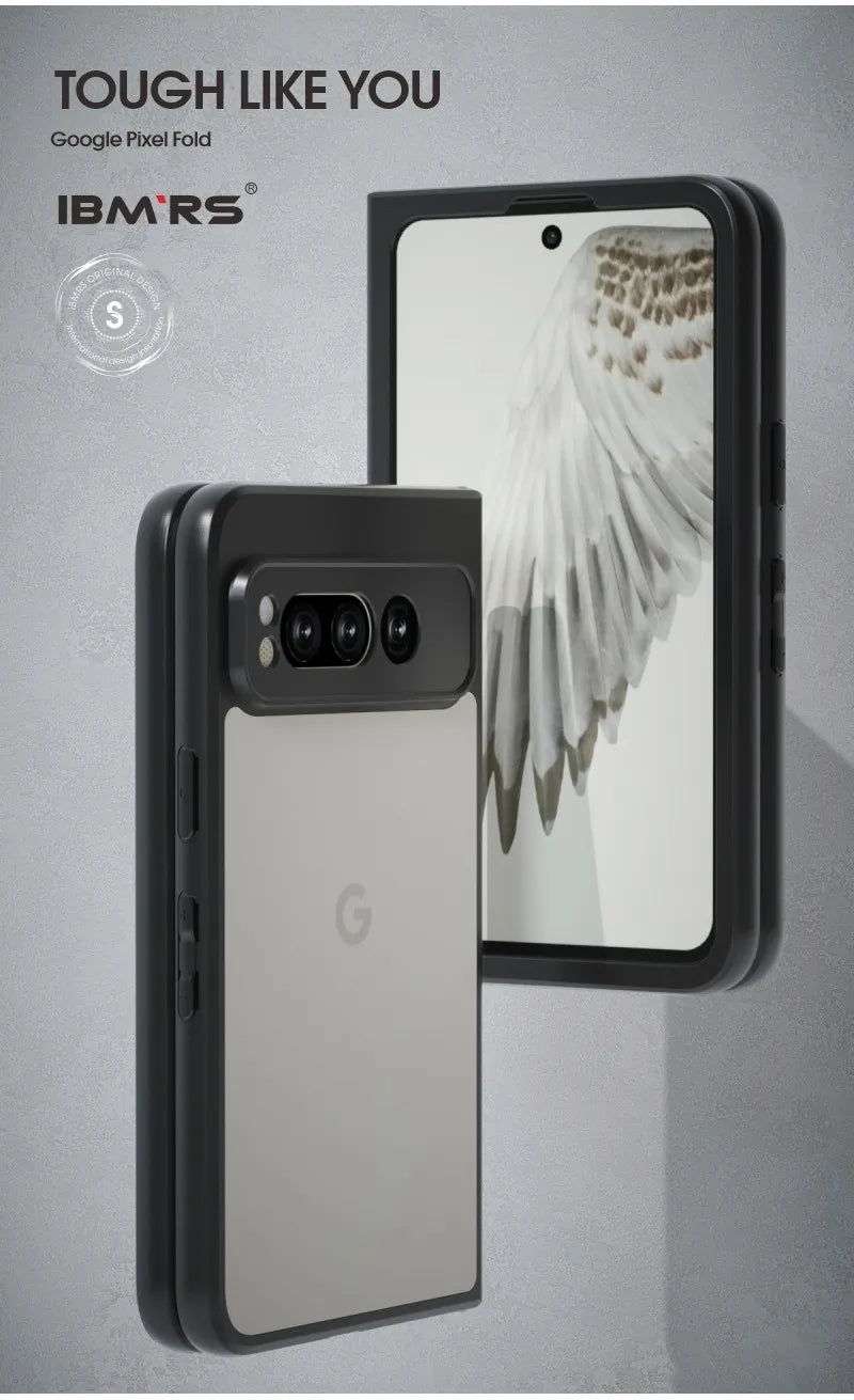IBMRS for Google Pixel fold Case,Frosted transparent Shockproof Protection Case