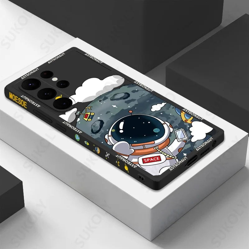 Cute Astronaut Space Case For Samsung Galaxy S26 S25 S23 S24 Ultra S25 FE A57 A37 A17 A16 A56 A36 A55 A54 A26 A15 5G Phone Cover
