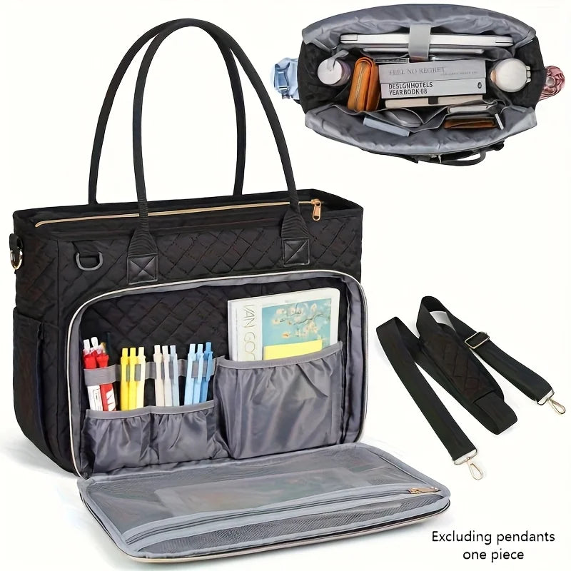 Spacious Business Commuter Laptop Bag with Accordion File Pocket and Gift Scrapbook Holder for Teachers and Professionals