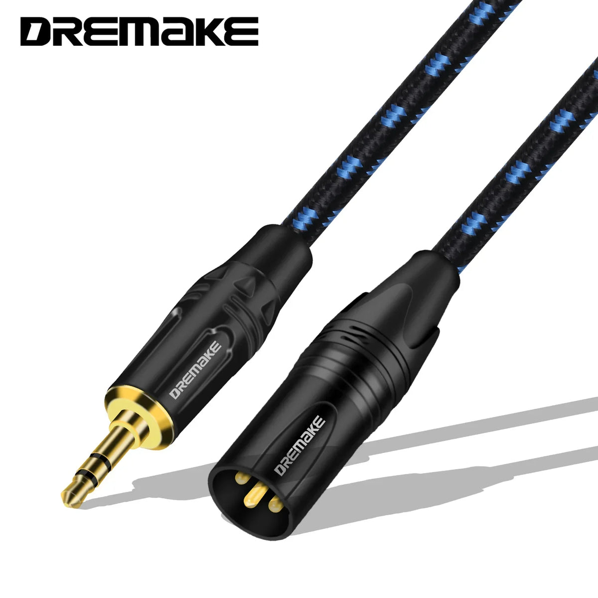 DREMAKE XLR to 3.5mm Aux Audio Cable Unbalanced 3.5mm 1/8 Inch Male to XLR 3-Pin Male Adapter Auido Cord for PC Phones Amplifier