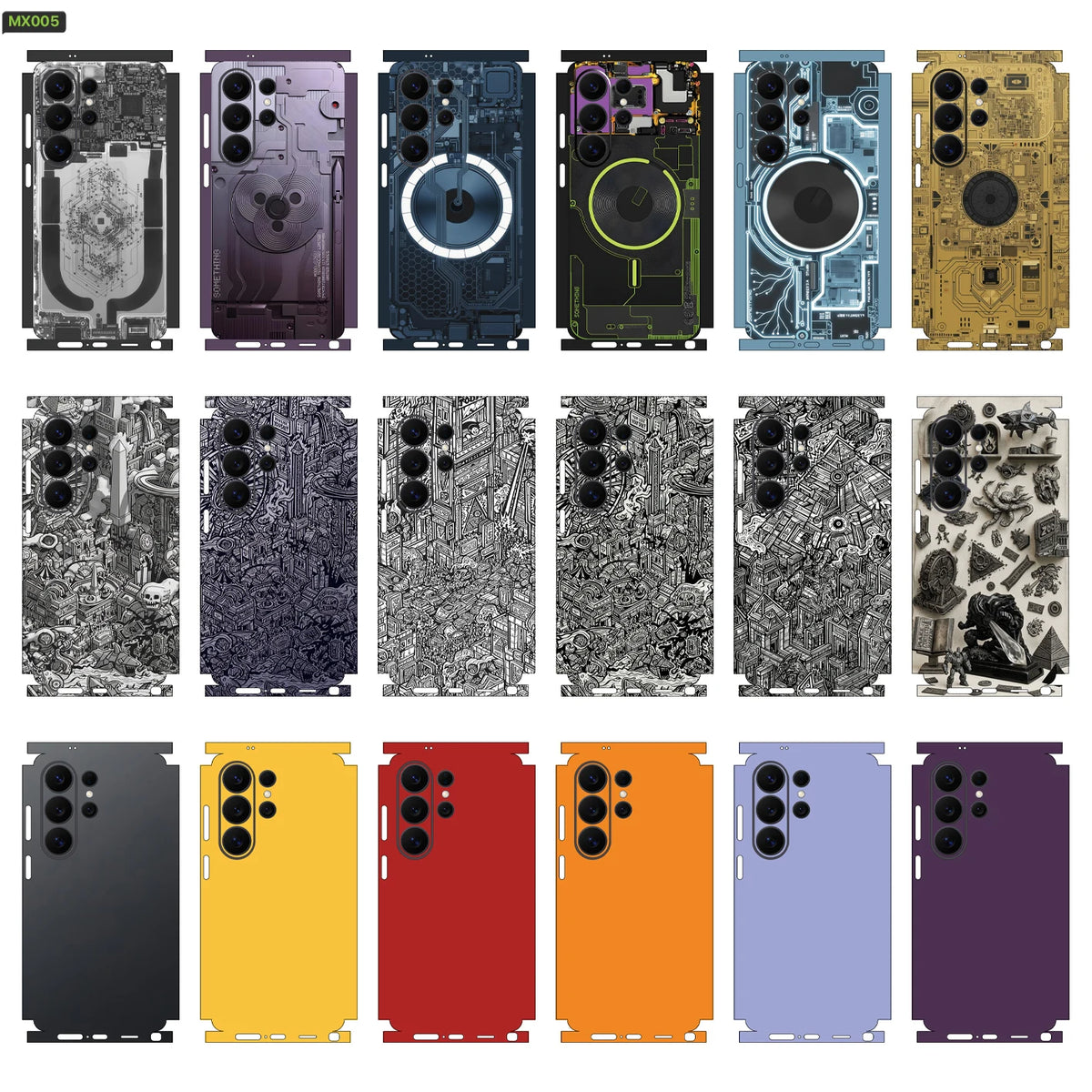 MX005 Sticker Skin for Samsung S26 S25 S24 Ultra Phone Skin Wrap Back Film S26Plus Frame Camera Protective Decal
