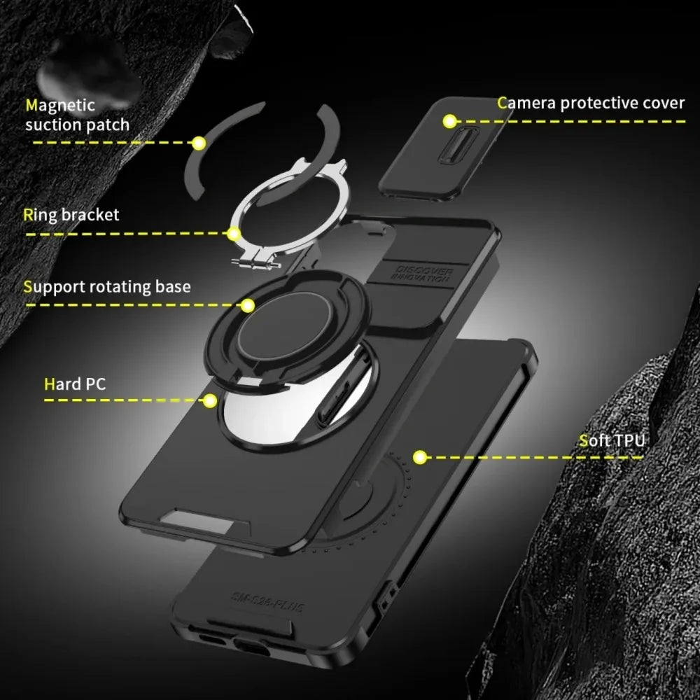 Case For Samsung Galaxy S26 S25 S24 S23 S22 S21 Ultra Plus S25 Edge S25FE S24FE Slide Camera Protect Magnetic holder Armor Cover