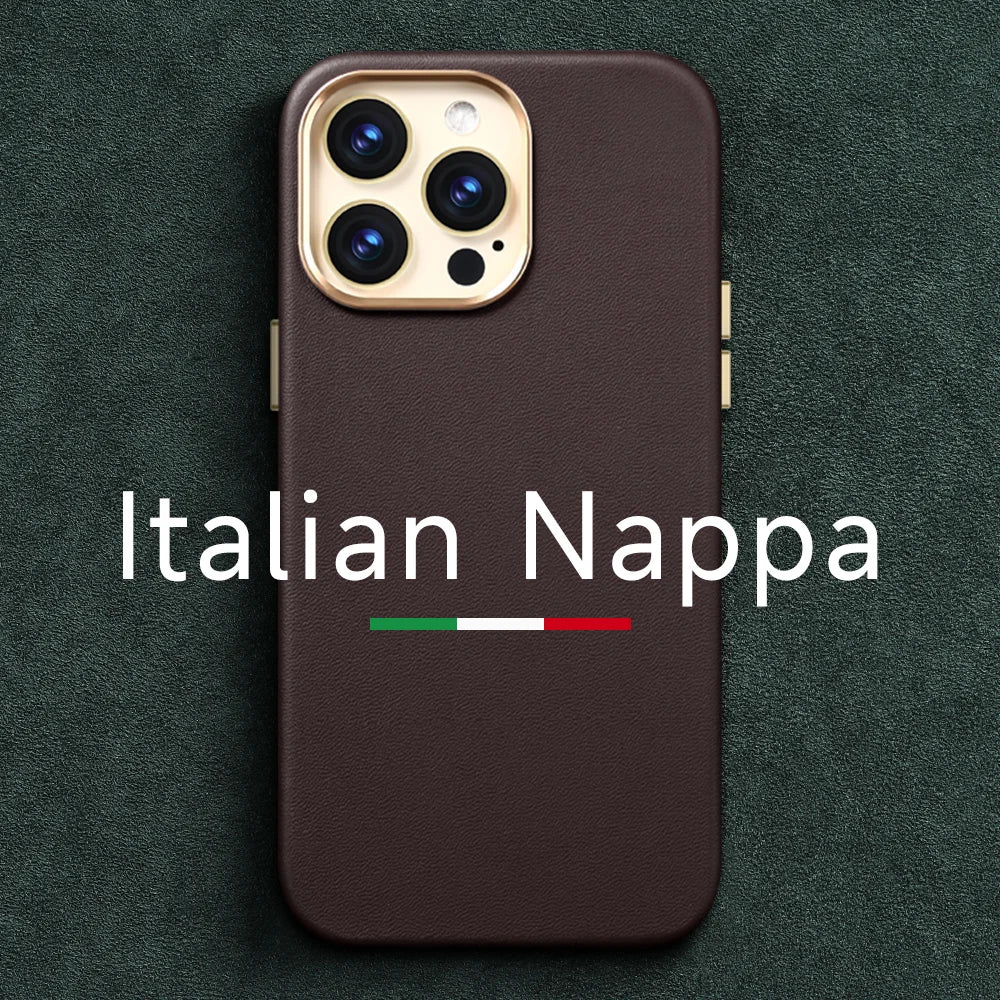 LANGSIDI Original Genuine Leather Magnetic Phone Case for iPhone 12 13 14 Pro 14 Plus 14Pro Wireless Charging for Magsafe Case