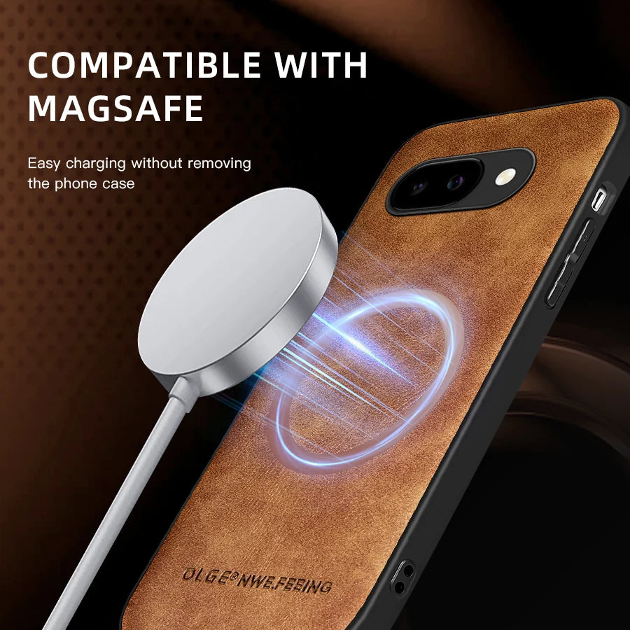 For Magsafe Leather Phone Cases for Google Pixel 7 7A 8 8A 9 9A 10 10A 11 Pro XL Magnetic Wireless Charging Protective Cover