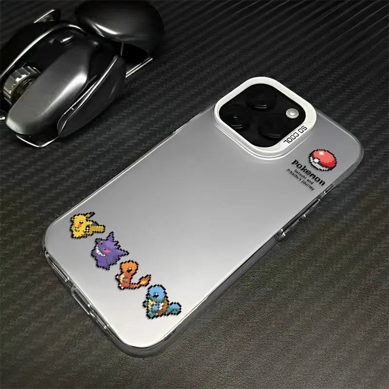 Cute Pixel Style P-Pokemon Pattern Phone Case For iPhone 17 16 15 14 13 12 11ProMax XR XS MAX 78PLUS MINI Y2K Luxury Matte Cover