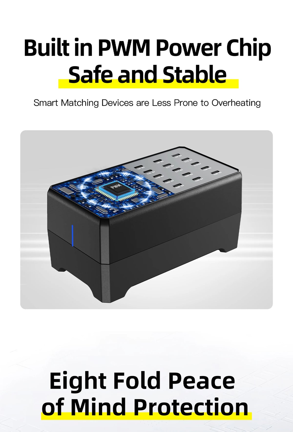 100W 30-Port Type-C Multi-Device Desktop Charger: Rapid & Efficient Charging Hub for Phones and Tablets