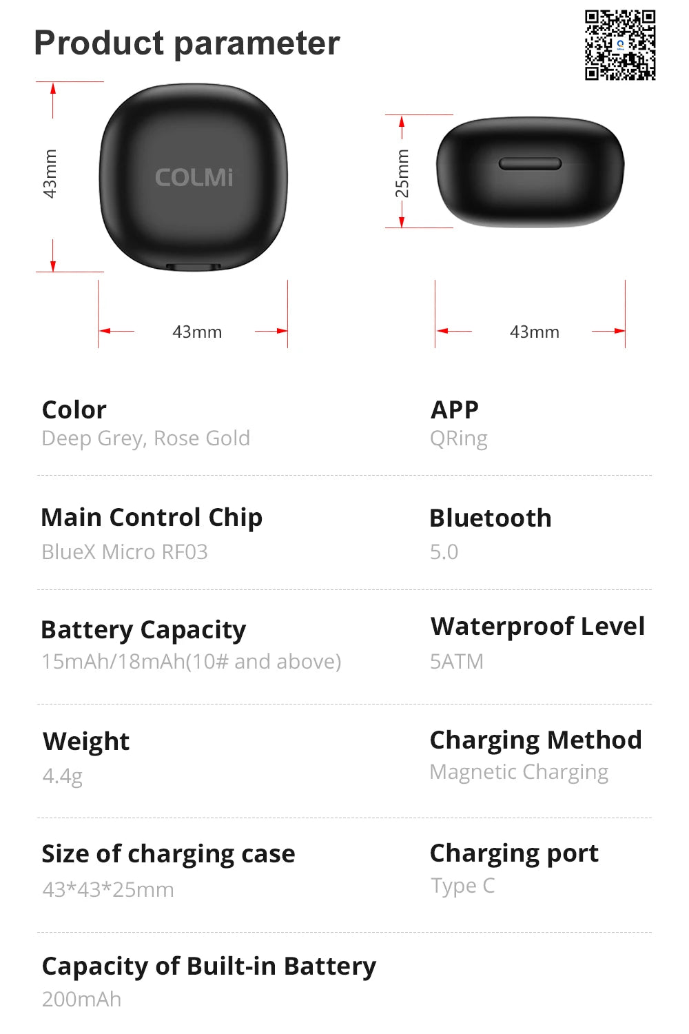 [2024] COLMI R03 Smart Ring Men Women, Battery Life 39 Days, Health Monitor, IP68 & 5ATM Waterproof, Multi-sport Mode