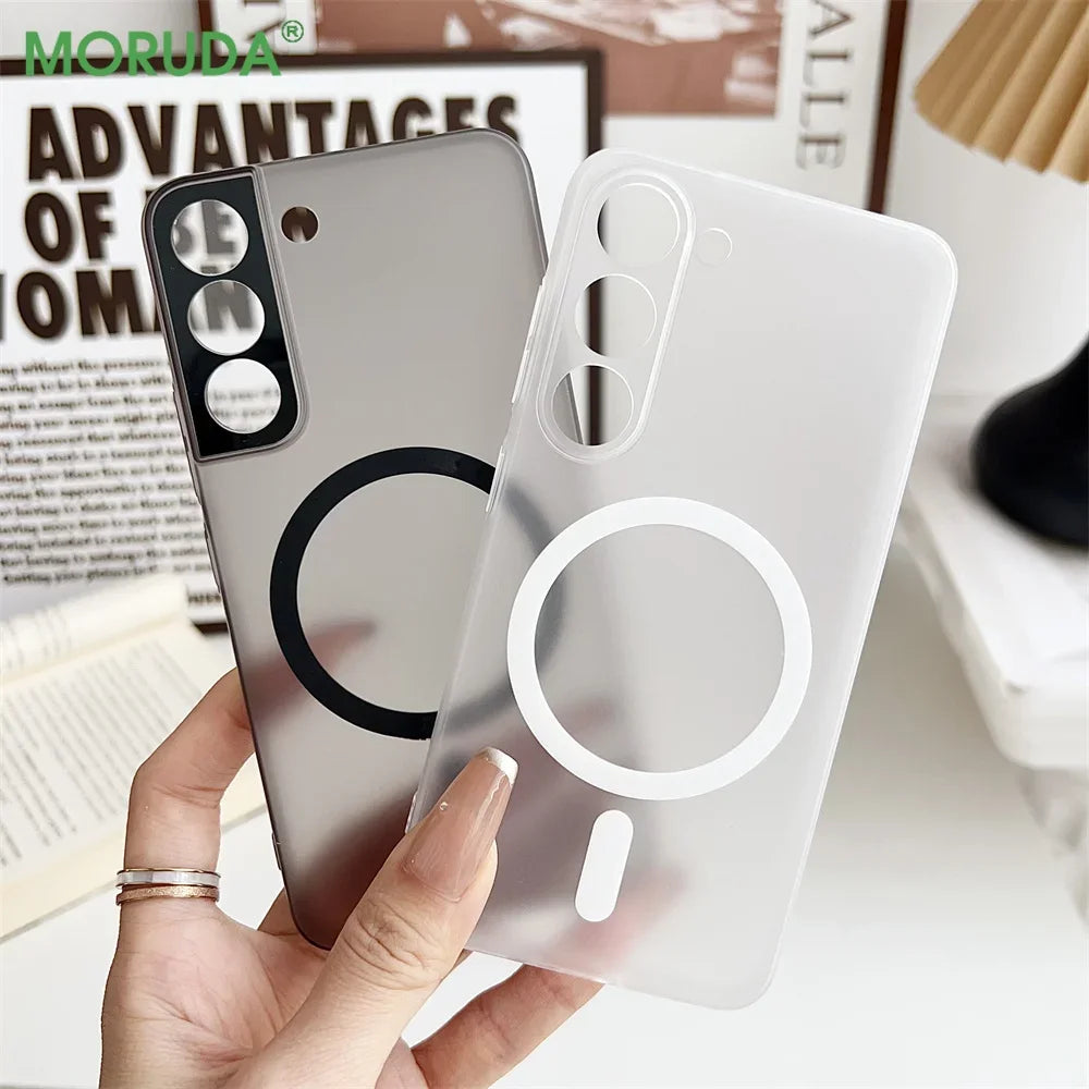 Matte Transparent Ultrathin Magnetic Phone Case for Samsung Galaxy S26 S25 S24 S23 S22 Ultra Plus S26+ Lens Protection PC Cover