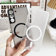 Matte Transparent Ultrathin Magnetic Phone Case for Samsung Galaxy S26 S25 S24 S23 S22 Ultra Plus S26+ Lens Protection PC Cover