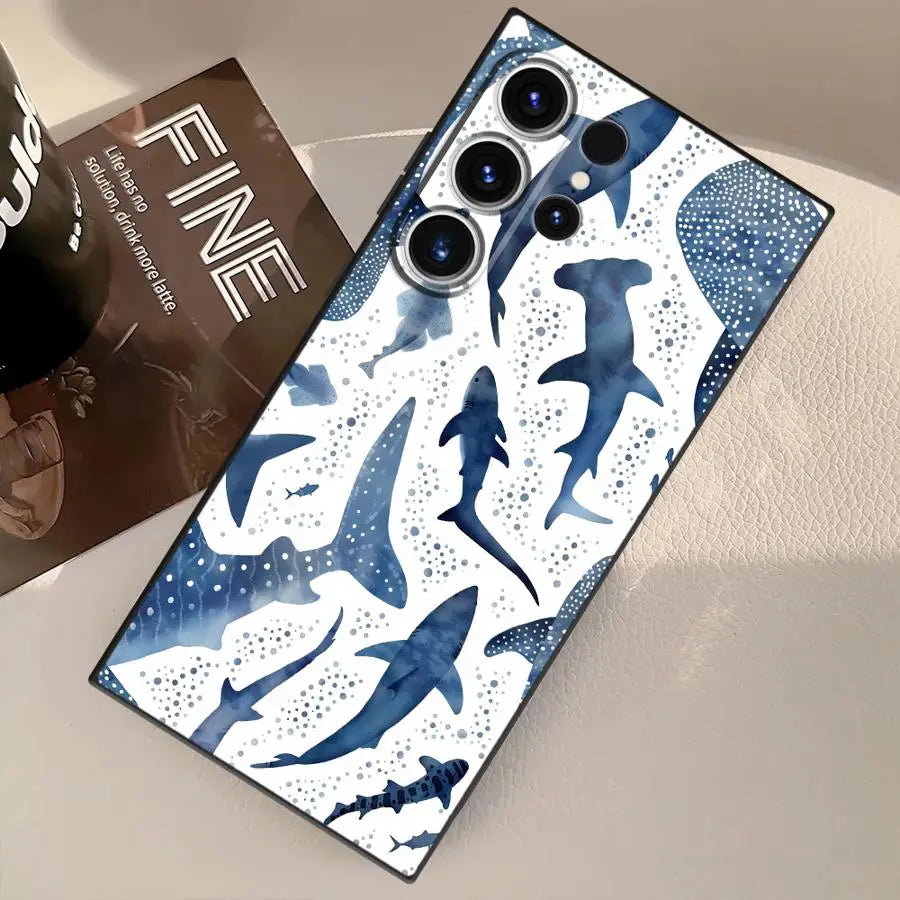 Funda Phone Cover Case for Samsung Galaxy S26 Ultra S10 S9 S23 S20 Ultra S25 Plus S24 S21 FE Note 20 8 9 10 Ocean Shark Whale