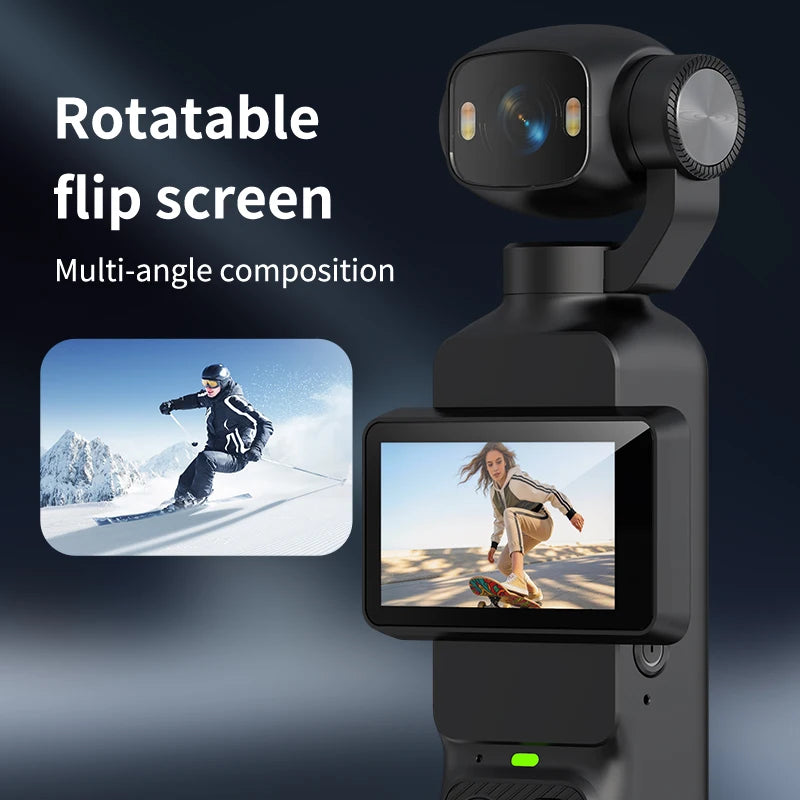 Pocket Handheld Vlog Camera 180°Rotatable Lens Anti-shake Stabilizer HD Portable Action Cam Built-in Fill Light Outdoor Travel
