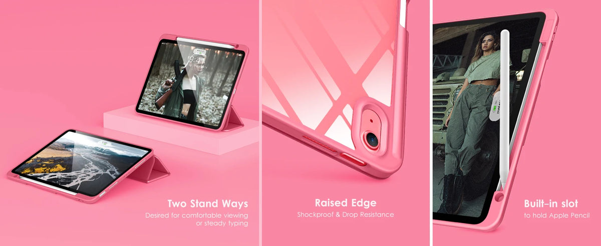 Solid Color Tablet Case for IPad (A16) 11inch 2025 10th 10.9Inch Clear Back TPU Shockproof Protector Cover with Pencil Holder