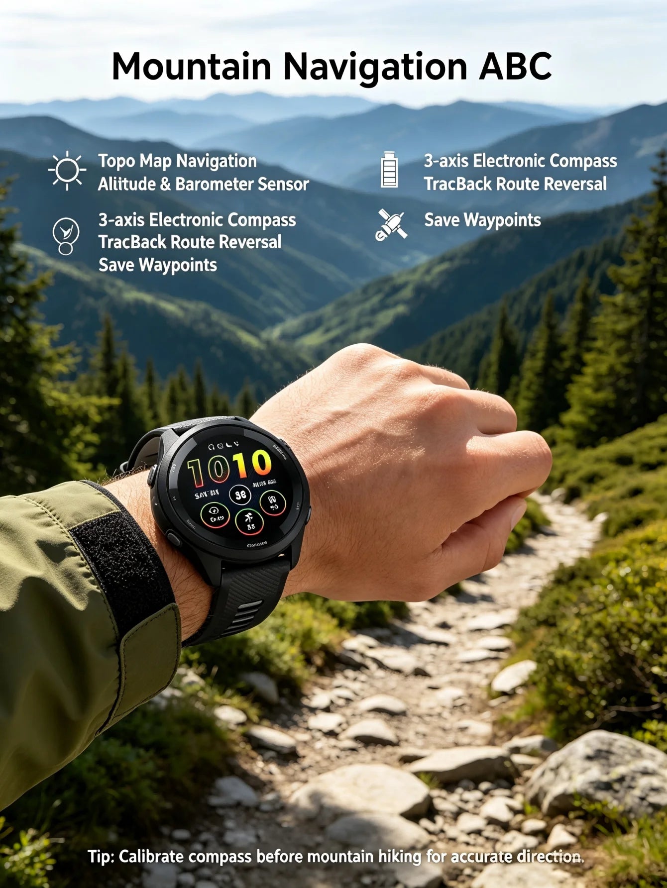 Garmin Forerunner 265 Outdoor GPS Smartwatch, Multi-Band Navigation with Topo Map, Altimeter Compass, 24/7 Health Tracking SpO2 Sleep Monitor, Cycling Running Hiking Triathlon