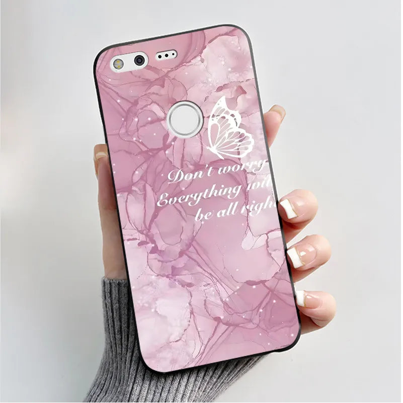 For Google Pixel XL Case Luxury Fashion Butterfly Flowers Black Soft TPU Silicone Back Cover For Google Pixel 1 1XL Phone Cases