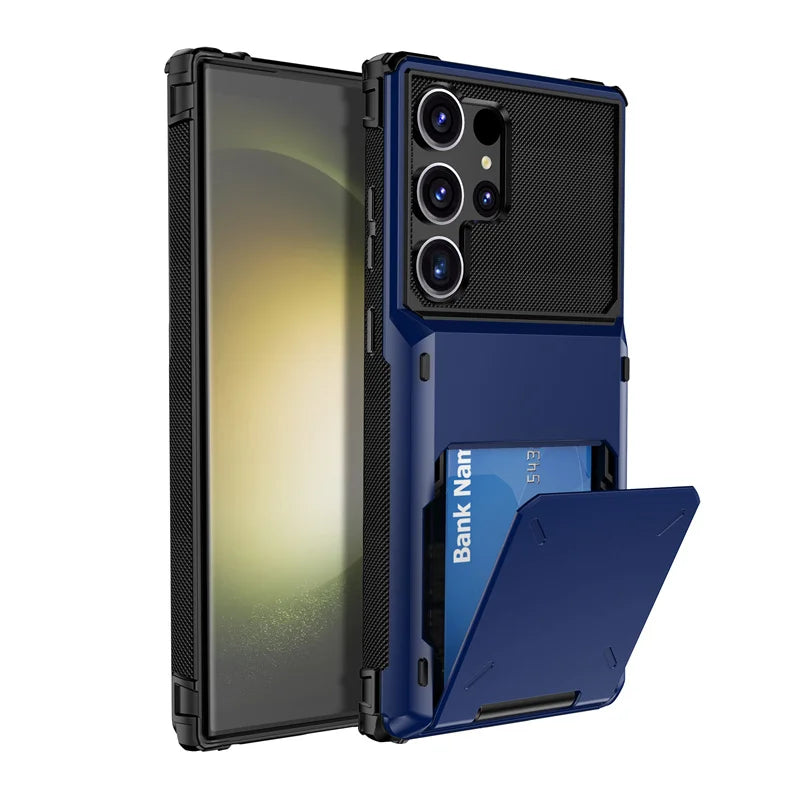 Wallet Case for Samsung Galaxy S24 S23 S22 S21 S20 Ultra FE S10 Note 10 Plus 20 9 Cover Shockproof Armor PC Flip Card Slot Case