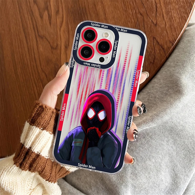 Spider Man Cover For Apple iPhone 17 AIR 16E 15 14 13 12 Mini Pro Max Plus Transparent Soft Phone Case