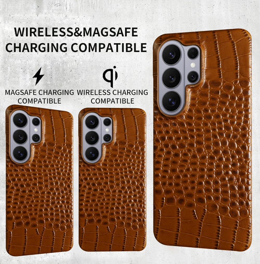 Crocodile Genuine Leather Phone Case For Samsung Galaxy S26 Ultra S25 Plus S24 S21 S23 FE S21 S20 Note 20 Ultra Back Cover Cases
