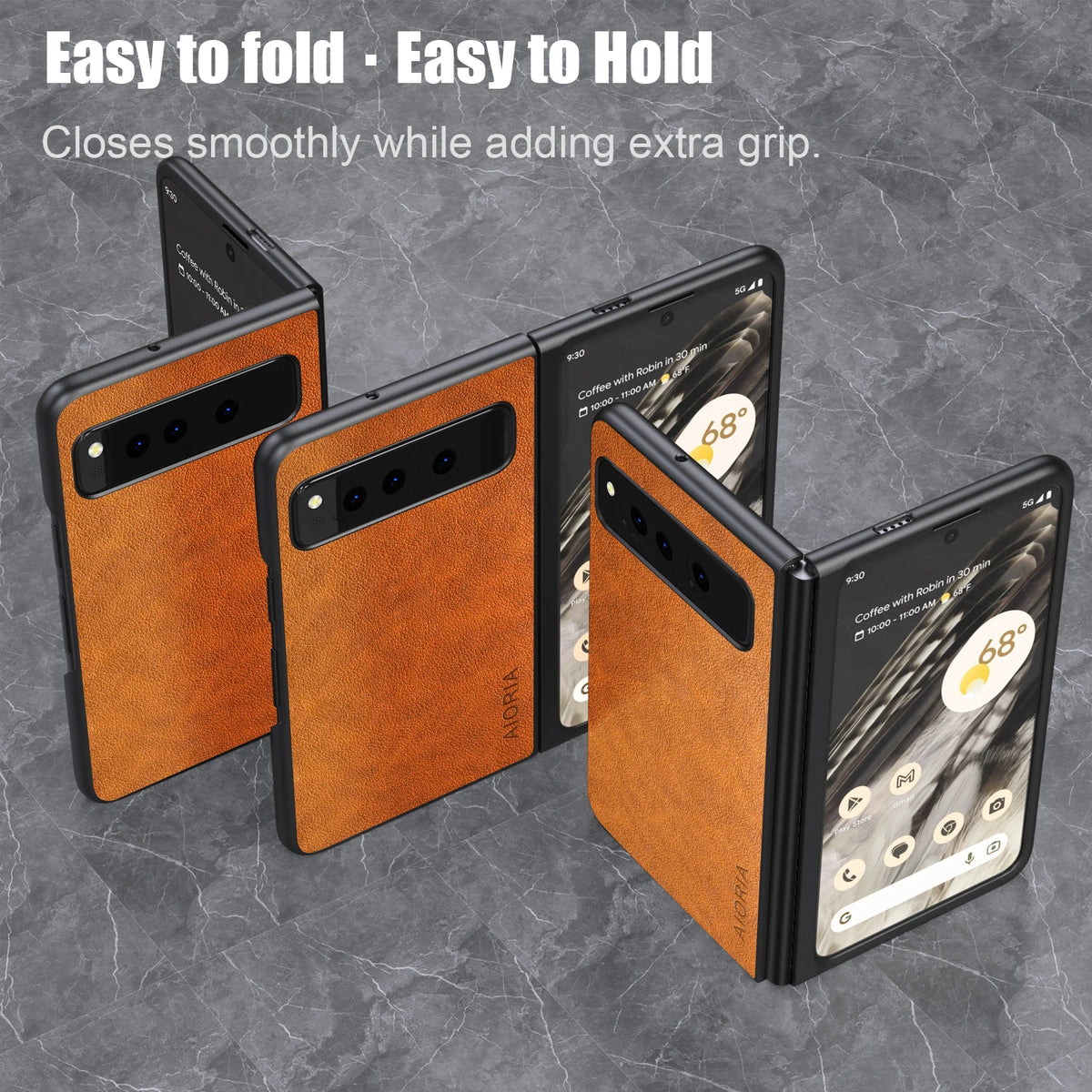 PU Leather Case for Google Pixel Fold 5G Simply Business Style Hard PC with PU 2in1 Material