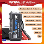 Topdon JS3000 3000A Jump Starter Power Bank 12V Car Starting Device 24000Mah Battery Jump Start for Booster For 9L Gas&7L Diesel