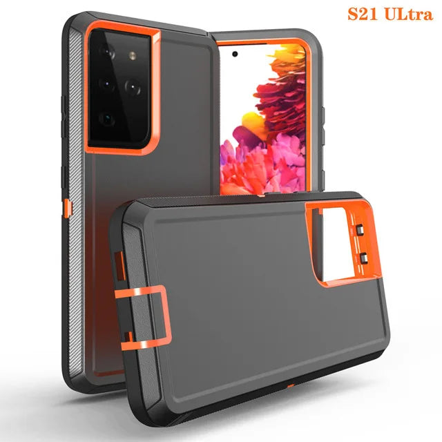 3 IN1 For Samsung Galaxy S23 S22 S21 S20 S24 ULTRA S10 S8 S9 S24Plus Note 20 10 Heavy Duty Shockproof Armor dustproof Phone Case