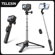 TELESIN Remote Control Wireless Bluetooth Selfie Stick Tripod For DJI OSMO Action 4 5pro 6 360 Gopro 9 10 11 12 13 Smartphone