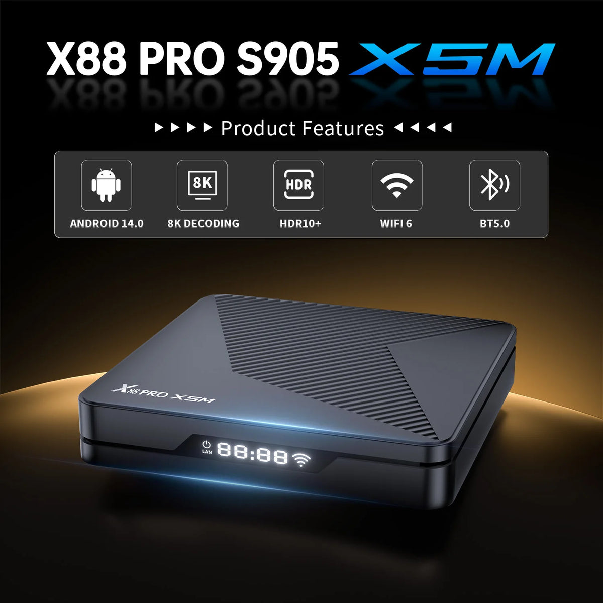 X88 PRO X5M Android 14 TV Box HD 8k 2.4G 5G Wifi6 BT5.0 1000M Lan 3D Amlogic S905X5M & S905A