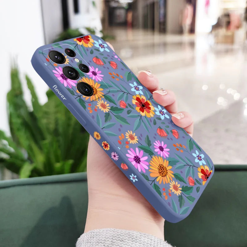 Showy Flowers Phone Case For Samsung Galaxy S25 S24 S23 S22 S21 S20 Ultra Plus FE Note 20 ultra 10 9 Plus Cover