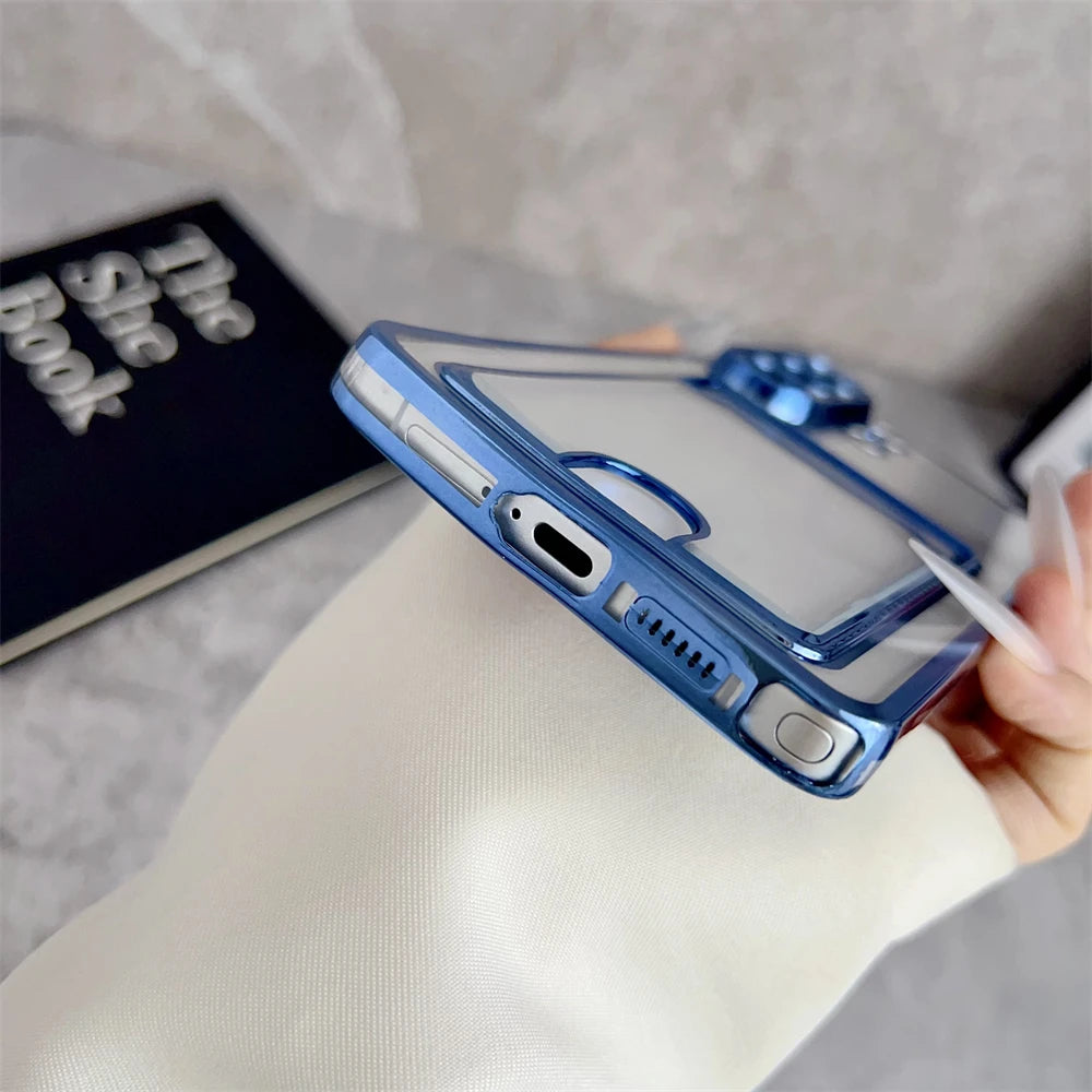 Card Pocket Wallet Clear Case For Samsung Galaxy S26 S25 Ultra S24 FE S23 S22 S21 Plus Ultra S26 Edge A55 A56 A26 Plating Cover