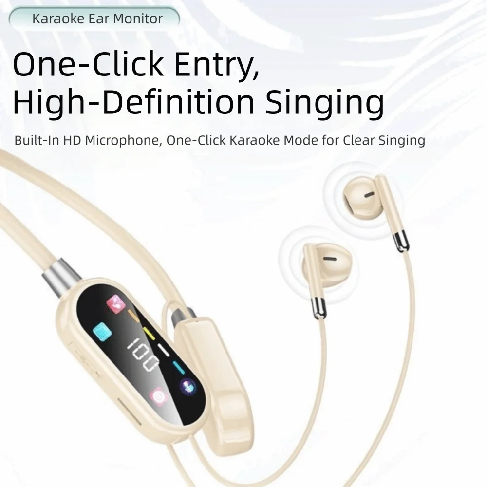Wireless Wireless Earphones Long Battery Life HiFi Stereo Neckband Headphones LED Display Screen Noise Reduction