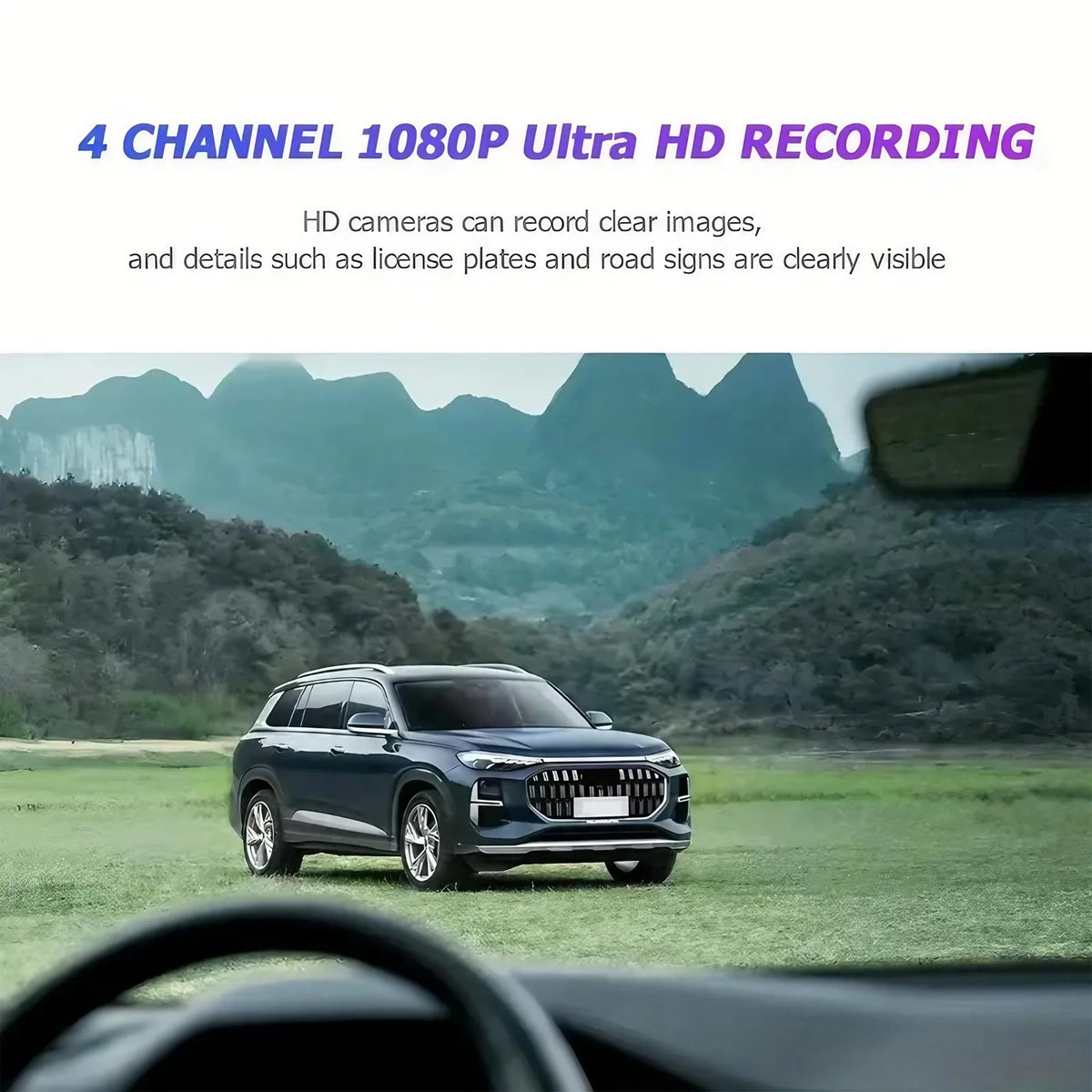 4 Lens Dash Cam 1080P Full HD 360 All Around View Car DVR 3 16 Inch IPS Screen Dashboard Camera Super Night Vision G Sensor Loop Recording Support Laptop Connection Professional Vehicle Driving Recorder Complete Interior Exte