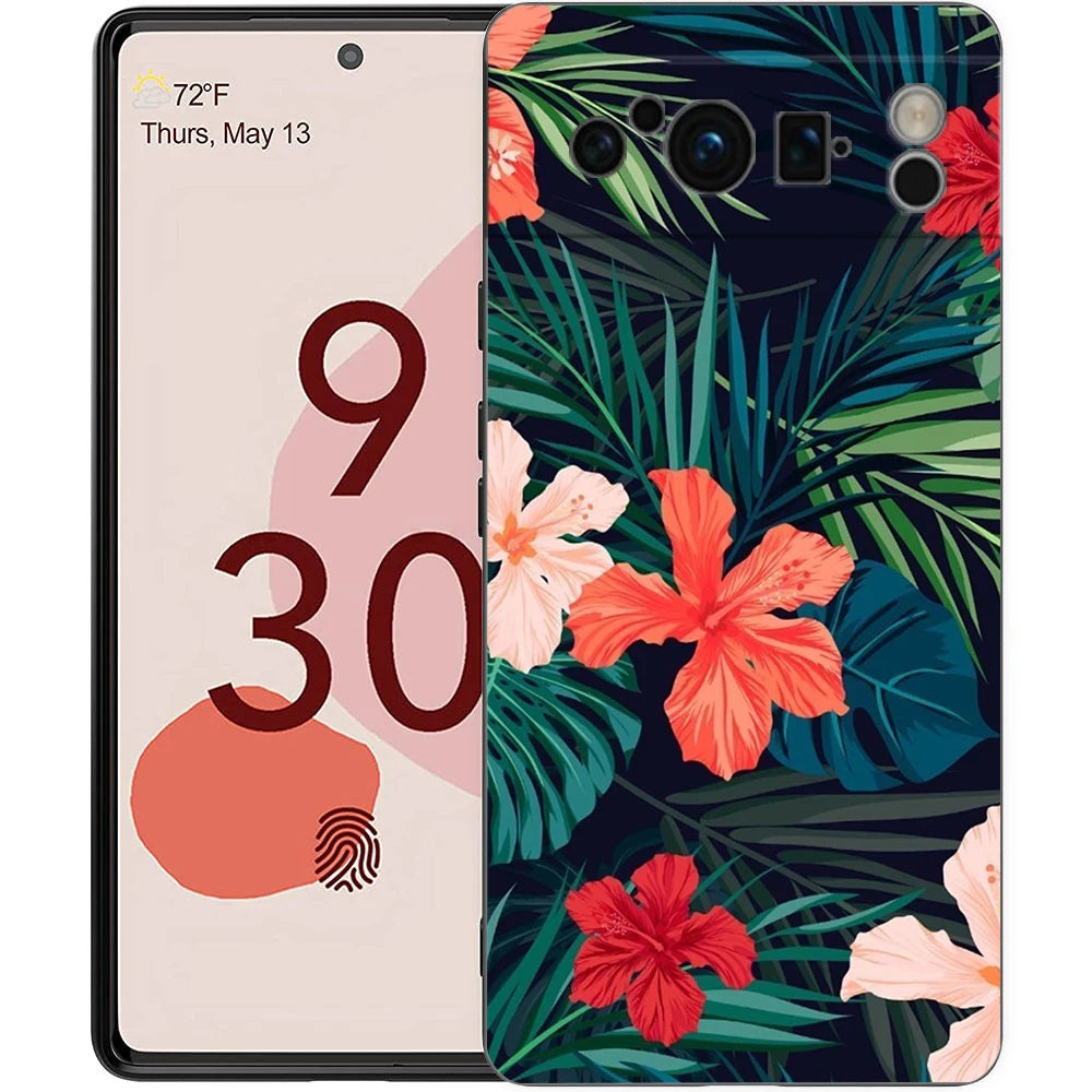 Leaves Monstera Green Phone Case For Google Pixel 10 9 8 7 6 Pro XL 9A 8A 6A 7A 5G Soft Shockproof TPU Black Cover