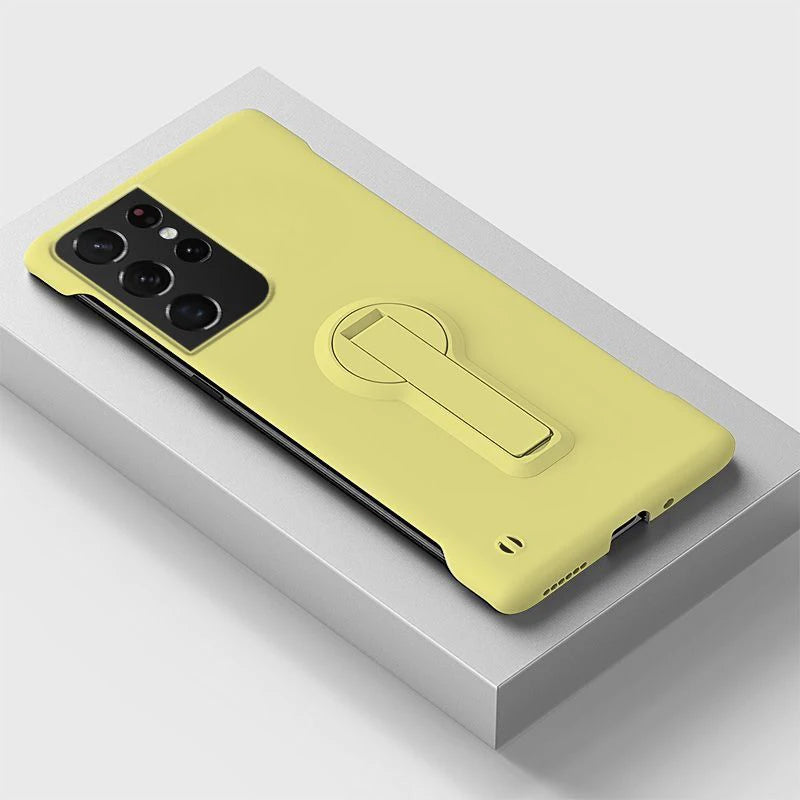 Luxury Frameless Hard PC Phone Case For Samsung S24 S23 S22 S21 S20 S25 Edge FE S10 Note 20 Ultra 10 Plus Stand Back Cover