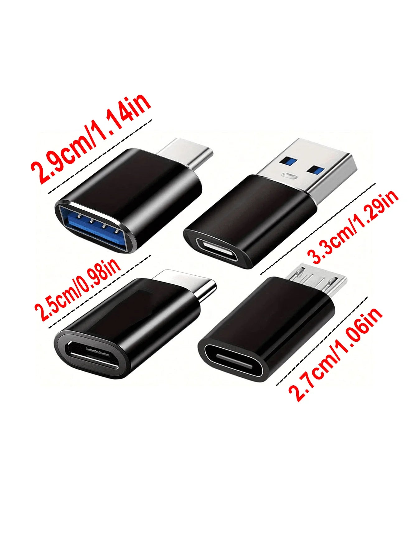 8pcs USB-C Adapter Set: USB 3.0 OTG, Micro USB To USB-C, Fashionable Black Metal Surface - Compatible With MacBook Pro, Smartphones, Laptops, PCs, USB Adapter