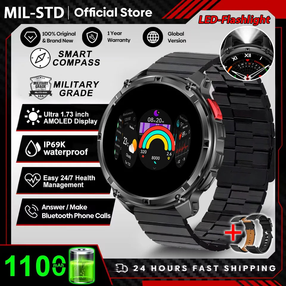 2026 New T-Rex3 Pro GPS Sports 1100mAh Smartwatch Men 120-Day Standby Clock Rugged Outdoor Sport 10ATM Waterproof Call Watches