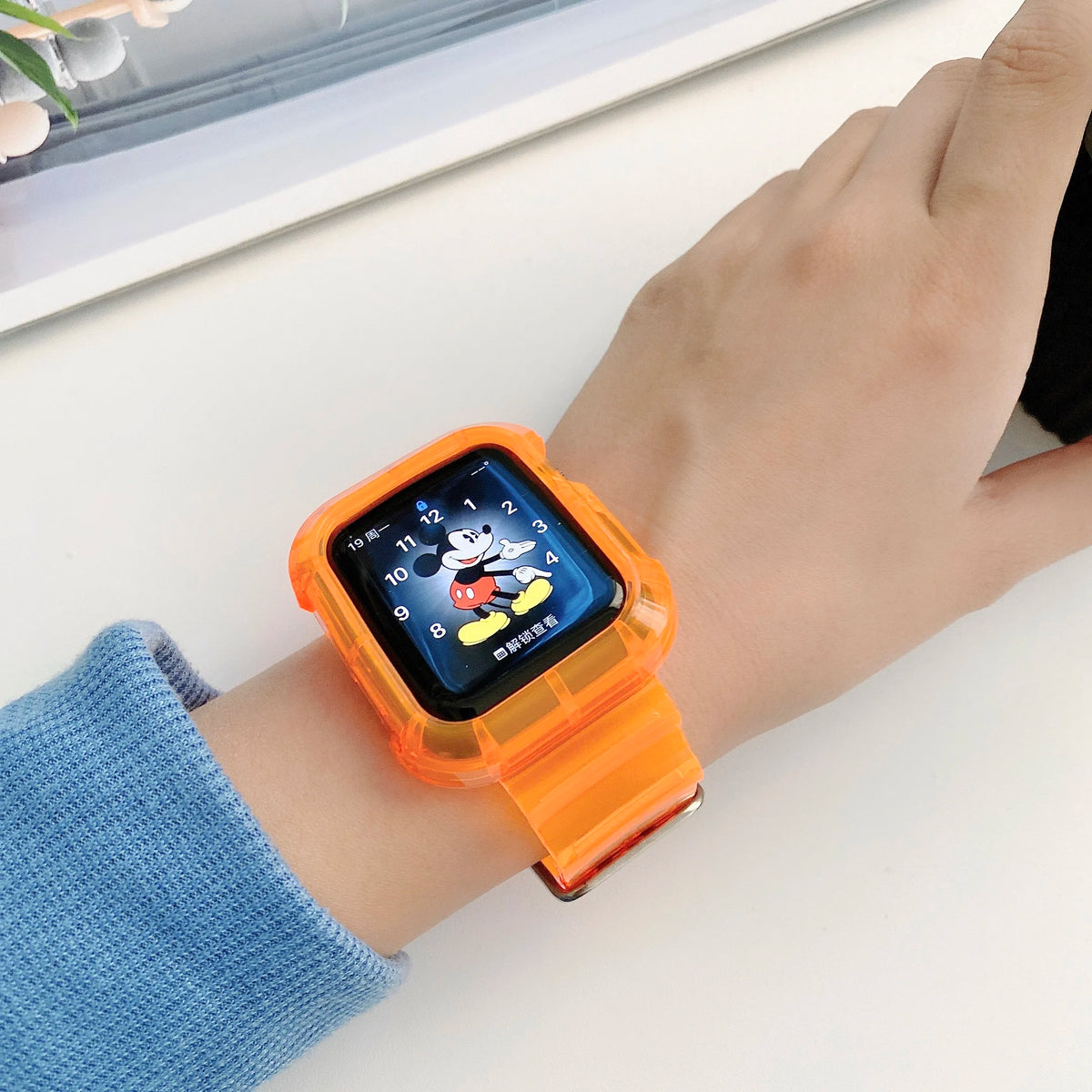 Clear Band + Case for Apple Watch Series 9 8 7 6 SE 5 49mm 45mm 44mm 38mm 41mm Transparent for iwatch 10 46mm 42mm Plastic Strap