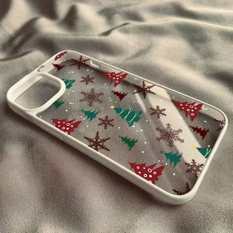 Christmas Tree Snowman Phone Case For iPhone 16 15 Pro Max 14 13 12 11 XR X XS Max 7 8 Plus SE 2020 Shockproof Clear Phone Cover
