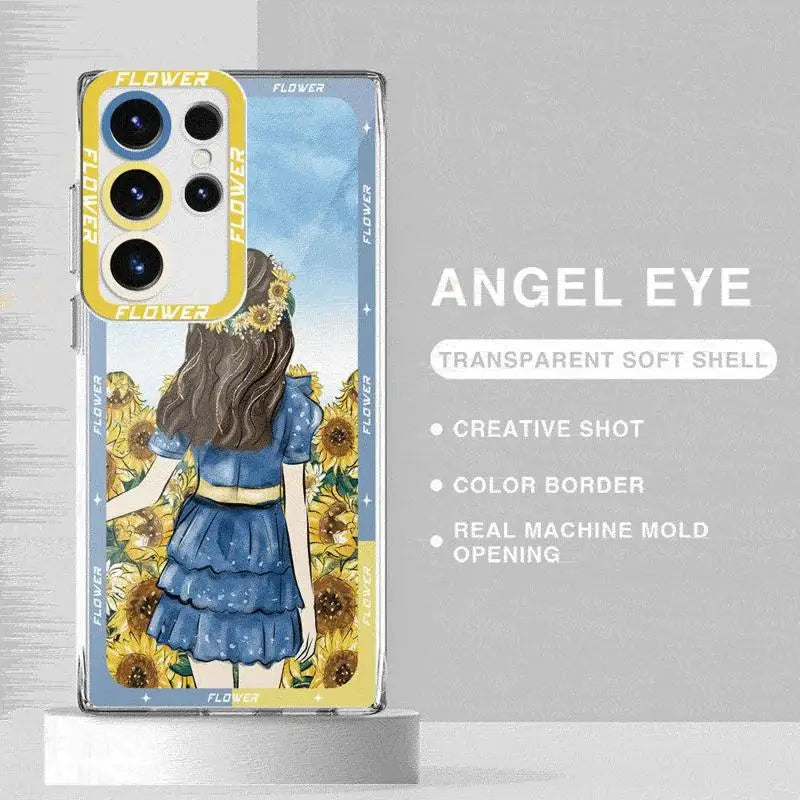 Butterfly Girl Flower Case for Samsung Galaxy S24 Ultra S20 FE S21 S22 Plus S23 Ultra 5G S23 FE Note 20 Ultra Transparent Soft