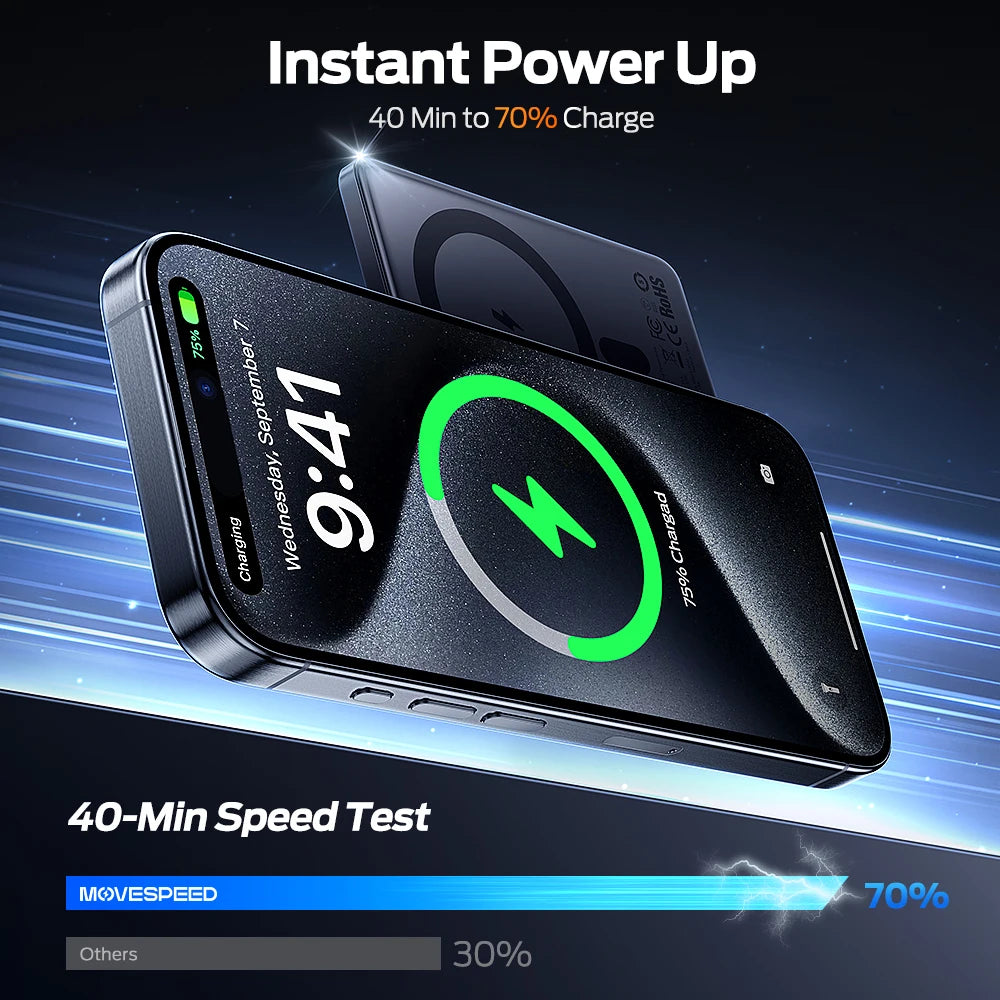 MOVESPEED S10 Magnetic Power Bank 10000mAh Wireless Fast Portable Charge External Battery Powerbank for iPhone 17 16 15 Samsung