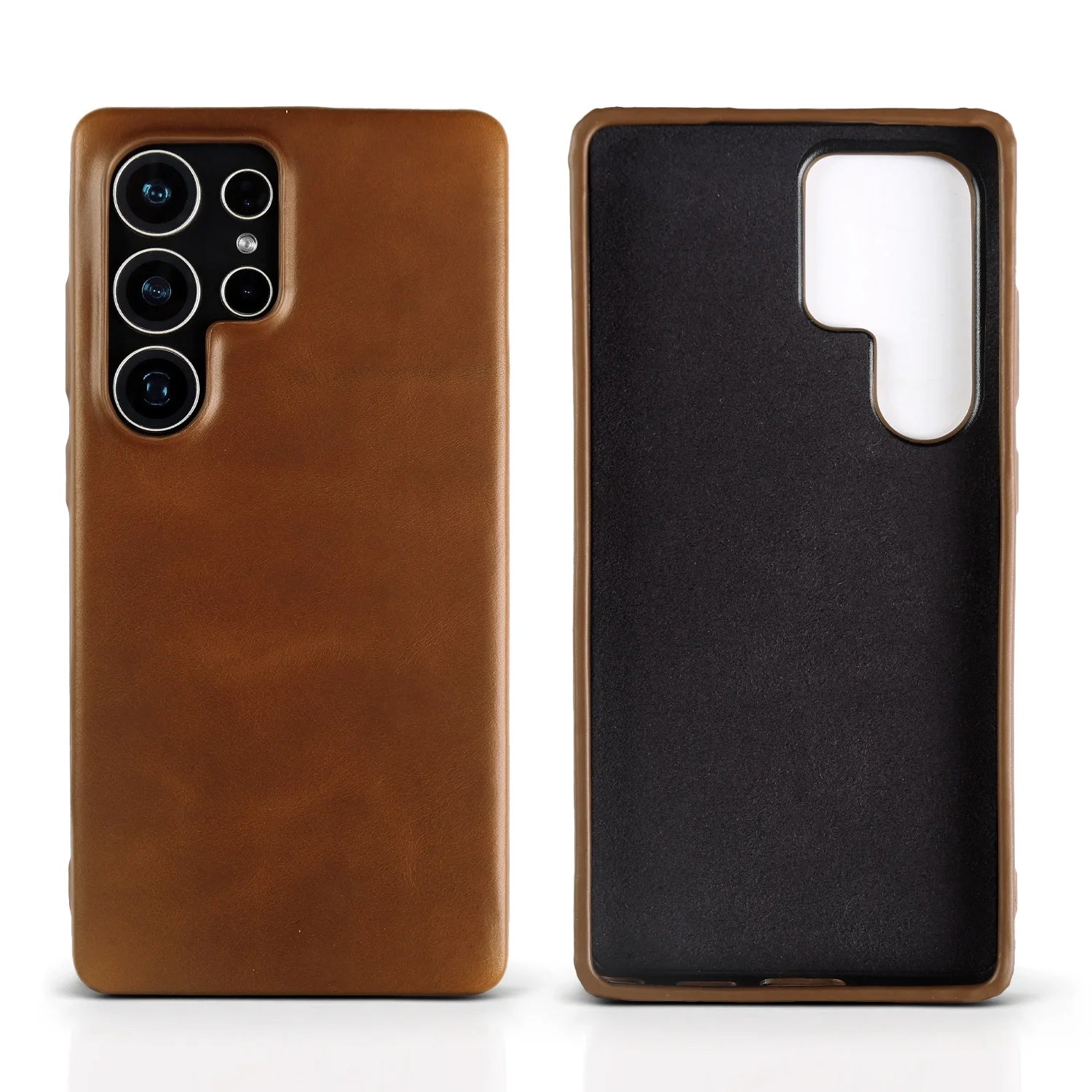 Luxury Business Genuine Leather Phone Case For Samsung Galaxy S25 Ultra S24FE S23 S22 S21 S20 Vintage Back Cover + Luggage Tag