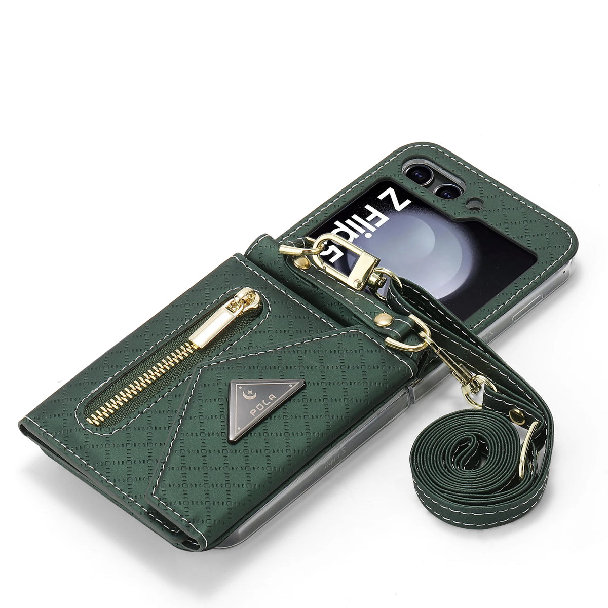 Zipper Leather Case For Samsung Galaxy Z Flip 8 7 FE 6 5 4 3 Flip8 Card Holder Wrist Strap Handbag Magnetic Folio Wallet Cover