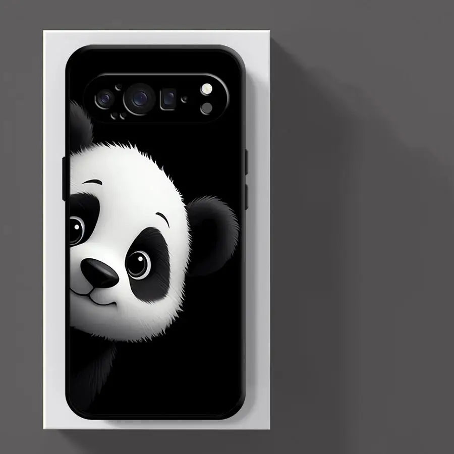 Funda Phone Cover Case for Google Pixel 10A 6a 7a 6 7 8 Pro 8a 9a 10 9 Pro XL Black White Panda