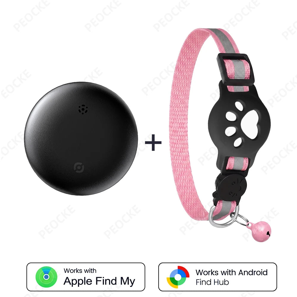 Dual System Pet Smart Tracker Tag With Cat Collar Android/iOS Anti-Lost GPS Tracker Works With Apple Find My /Google Find Hub