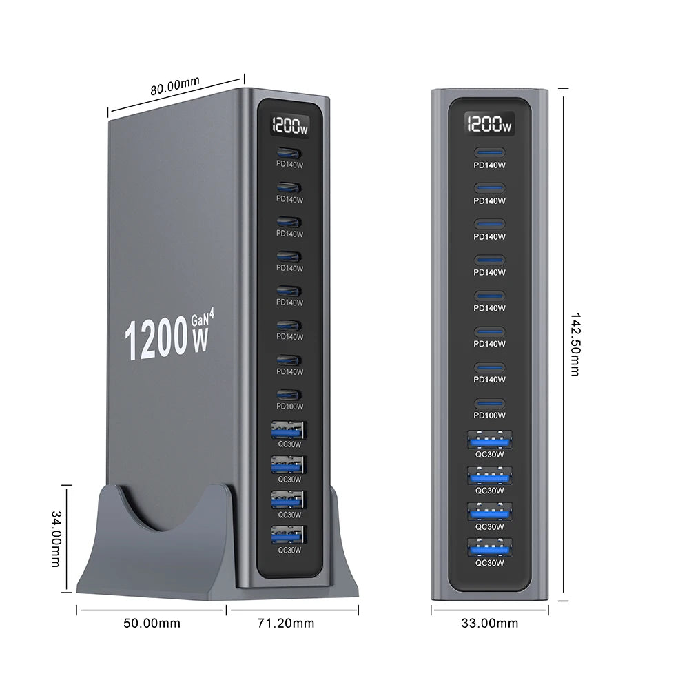 UHOMEBUY 400W USB C Charger 10-Ports GaN Charging Station 140W Max Single Port PD3.1 Fast Charger for MacBook Pro iPhone Samsung