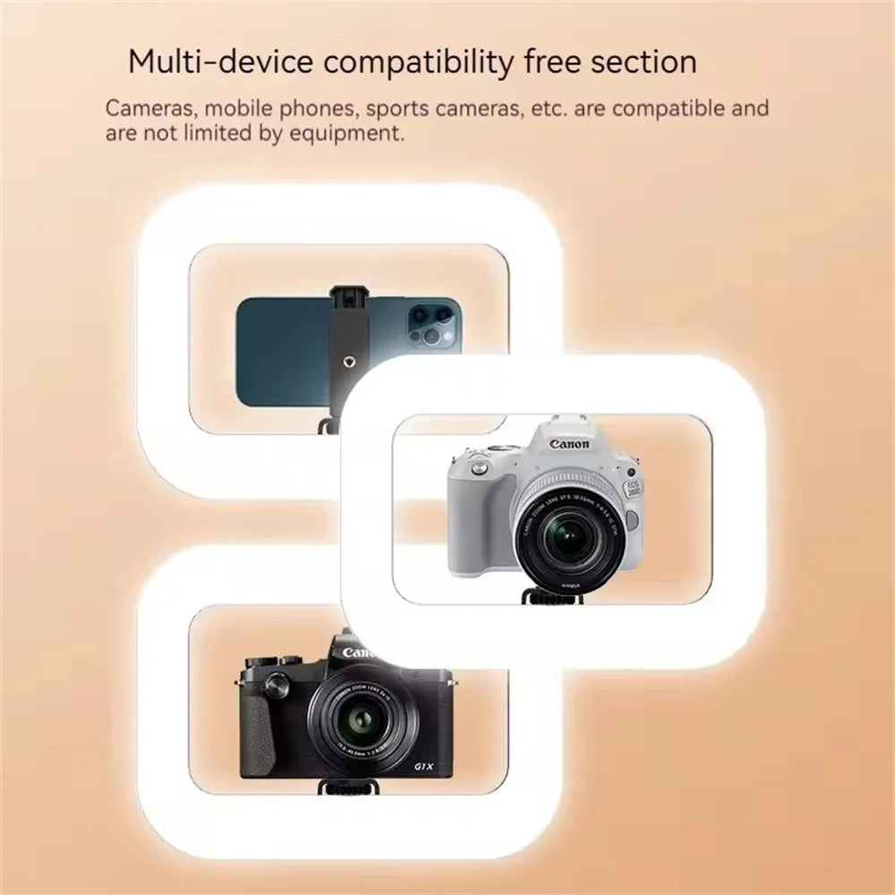 Roreta New Handheld Ring LED Rechargeable Fill Light Portable Mobile Phone Live Broadcast Selfie Photography with Phone Clip
