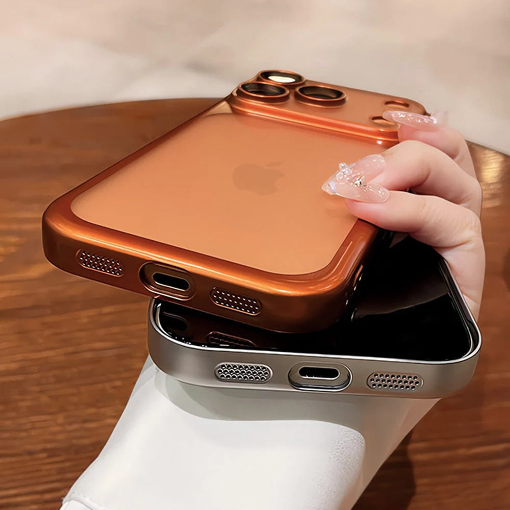 Luxury Soft Matte Phone Case For iPhone 17 16 15 14 13 12 11 Pro Max Air Plus Electroplated Silicone Bumper Back Cases Cover