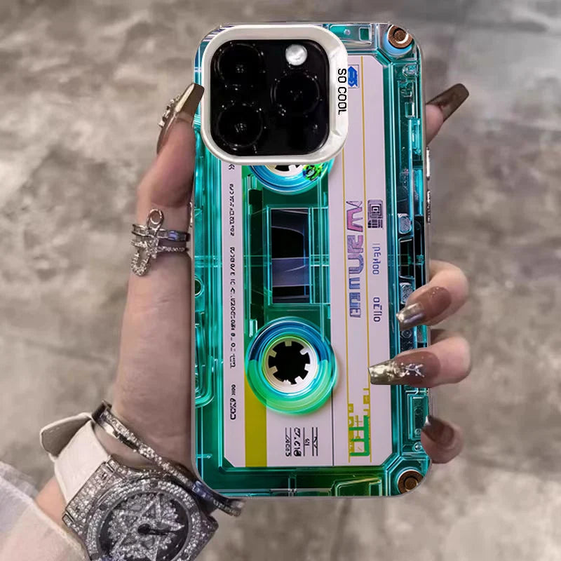 Retro Cassette Tape Electroplate Phone Case For Samsung Galaxy S26 S23 S24 S25 Ultra S22 S21 S20 Plus FE A35 A54 A55 5G Cover