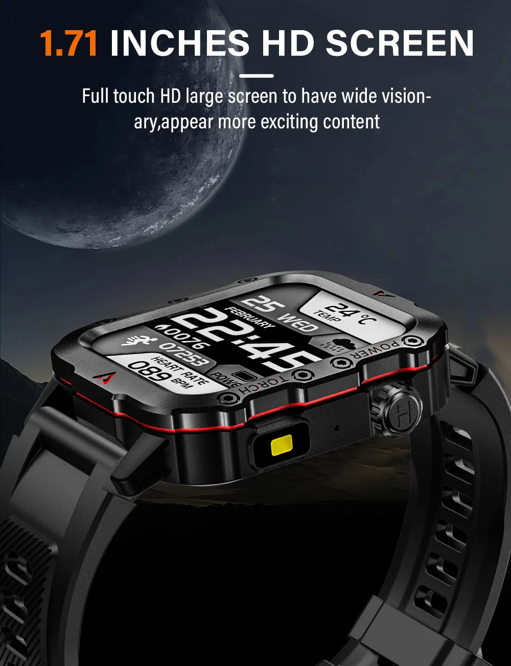 G.L Wear 2026 Smartwatch Outdoor Sport Fitness HR SpO2 Sleep Monitor LED Flashlight Bluetooth Call Men Women