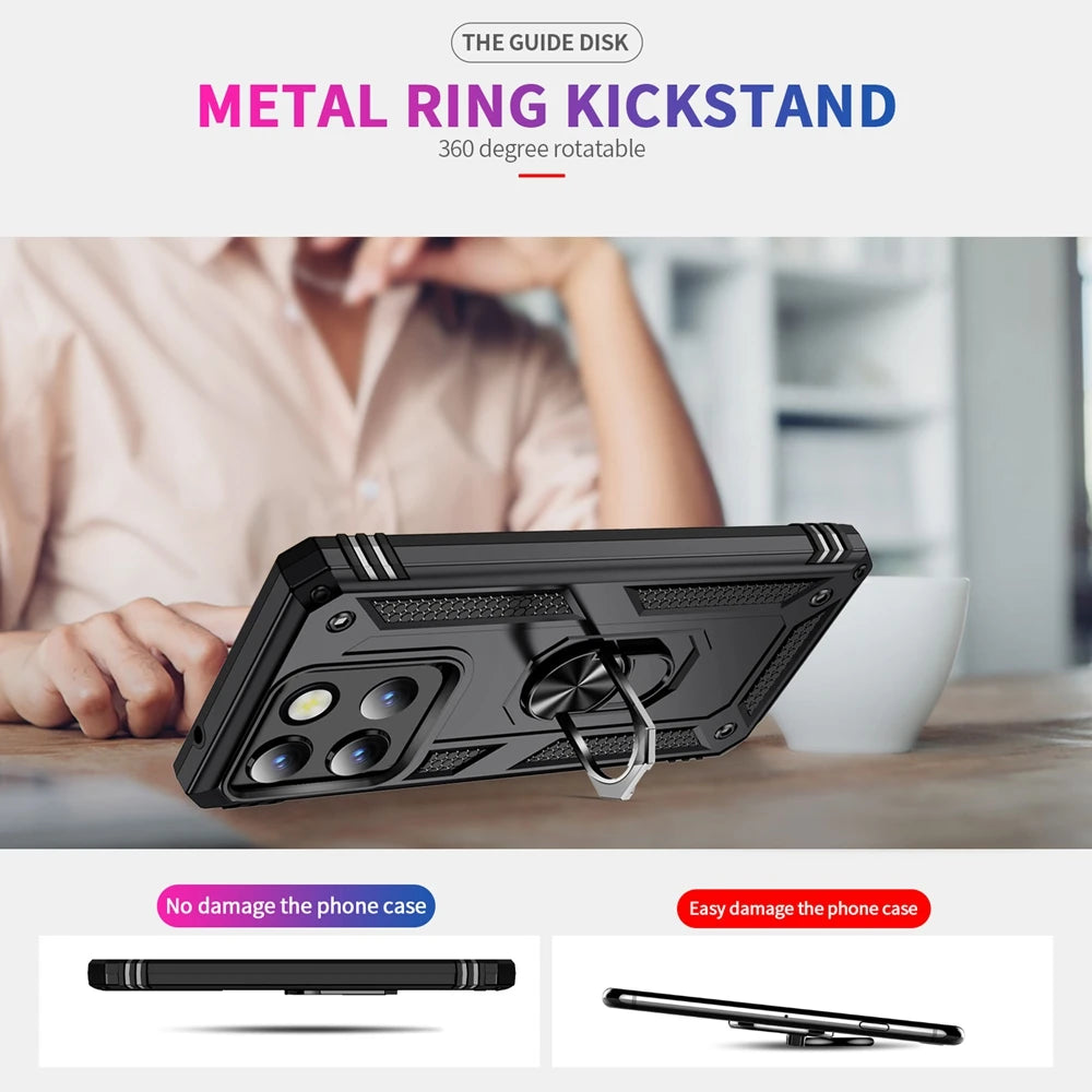Armor Phone Case For Moto G Stylus Power Play GStylus GPower GPlay 4G 5G 2021 2022 2023 2024 2025 360°  Metal Ring Holder Cover