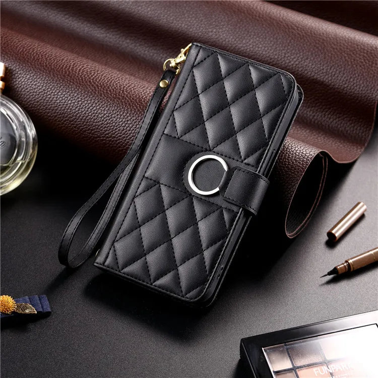 Luxury Leather Flip Phone Case For iPhone Air 17 16 15 Plus 14 13 Pro Max 11 12 Pro XR X XS Max Wallet Bracket Protect Cover
